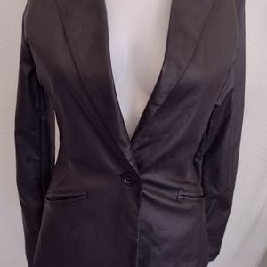Fashion Nova Women's Black Blazer/Jacket Vegan Leather Gutted